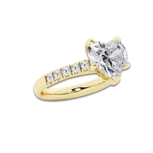 4.43 ctw Heart Lab-Grown Diamond Pave Engagement Ring in 14K Yellow Gold for Women | D Color, VVS1 Clarity, IGI Certified 4.00 ct Center Diamond