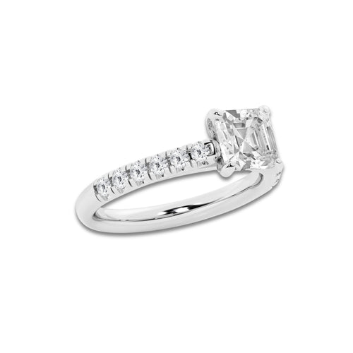 1.91 ctw Asscher Lab-Grown Diamond Pave Engagement Ring in 14K White Gold for Women | D Color, VVS1 Clarity, IGI Certified 1.50 ct Center Diamond