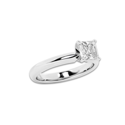 1.00 ctw Asscher Lab-Grown Diamond Minimalist Engagement Ring in Platinum for Women | E Color, VS1 Clarity, IGI Certified