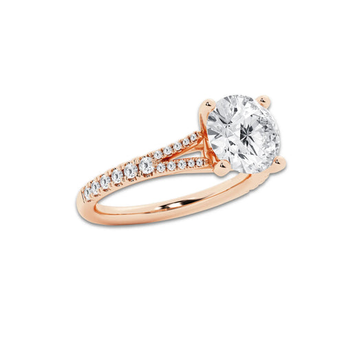 8.66 ctw Round Lab-Grown Diamond Split Shank Side Stone Engagement Ring in 14K Rose Gold for Women | Colorless E, VS1 Clarity, IGI Certified 8.00 ct Center Diamond