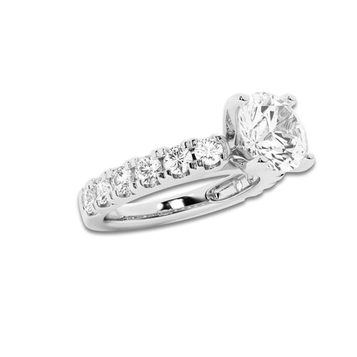 2.50 ctw Round Lab-Grown Diamond Split-Prong Set Side Stone Engagement Ring in 14K White Gold for Women | Colorless D, VVS1 Clarity, IGI Certified 1.50 ct Center Diamond