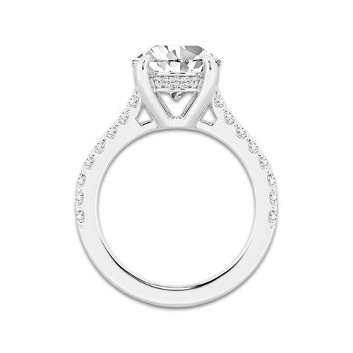 4.35 ctw Pear Lab-Grown Diamond Hidden Halo Side Stone Engagement Ring in 18K White Gold for Women | Colorless D, VVS1 Clarity, IGI Certified 4.00 ct Center Diamond