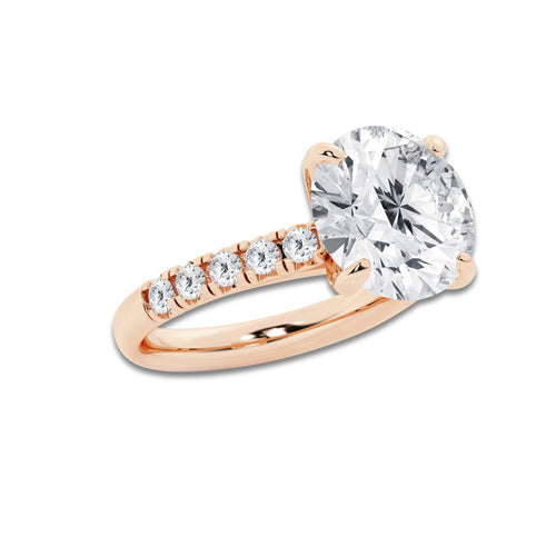 7.55 ctw Round Lab-Grown Diamond Pave Engagement Ring in 14K Rose Gold for Women | D Color, VVS1 Clarity, IGI Certified 7.00 ct Center Diamond