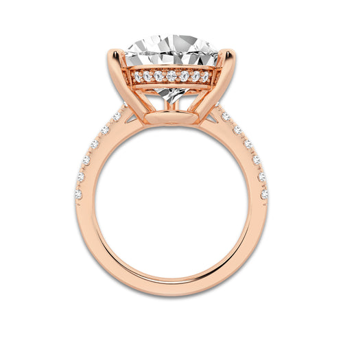 8.42 ctw Pear Lab-Grown Diamond Hidden Halo Side Stone Engagement Ring in 18K Rose Gold for Women | Colorless D, VVS1 Clarity, IGI Certified 8.00 ct Center Diamond