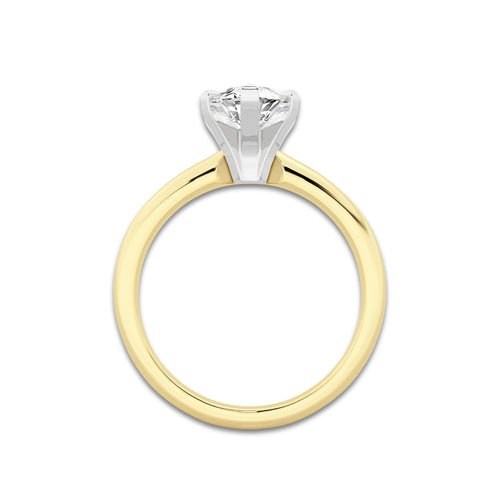 1.50 ctw Marquise Lab-Grown Diamond Minimalist Engagement Ring in 14K White Gold And Yellow Gold for Women | E Color, VS1 Clarity, IGI Certified