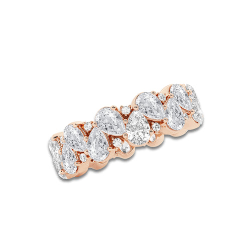 Kassandra 3 7/8 ctw Pear and Round Lab Grown Diamond Alternating Eternity Band - 6.5mm Width 14K Rose Gold, DE, VS1