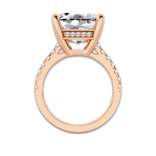8.43 ctw Asscher Lab-Grown Diamond Hidden Halo Side Stone Engagement Ring in 18K Rose Gold for Women | Colorless D, VVS1 Clarity, IGI Certified 8.00 ct Center Diamond