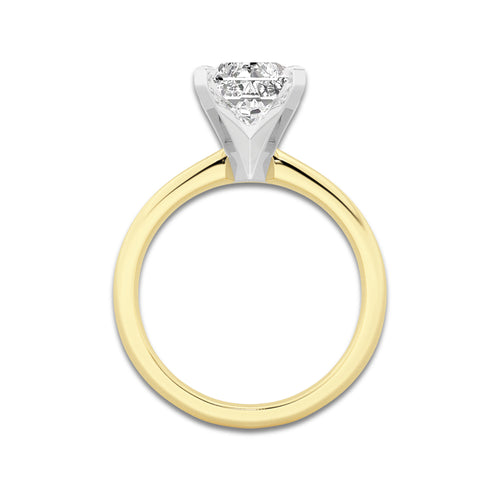 3.00 ctw Radiant Lab-Grown Diamond Minimalist Engagement Ring in 14K White Gold And Yellow Gold for Women | D Color, VVS1 Clarity, IGI Certified