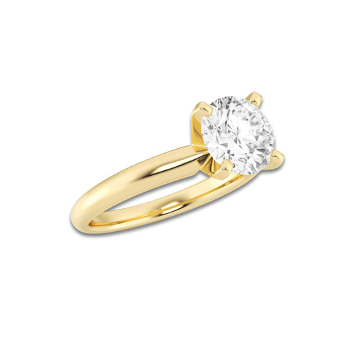 2.00 ctw Round Lab-Grown Diamond Minimalist Engagement Ring in 14K Yellow Gold for Women | E Color, VS1 Clarity, IGI Certified