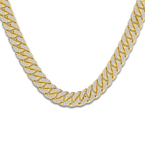 7 ctw Round Lab Grown Diamond Cuban Link Necklace 14K Yellow Gold, DE, VS1