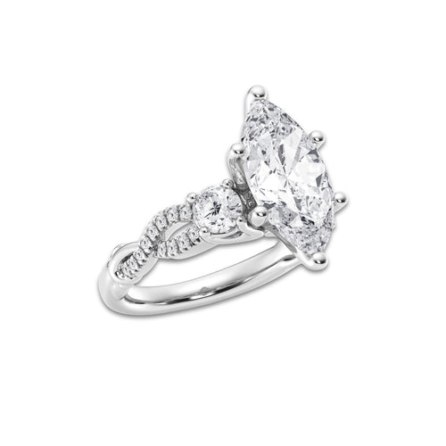 3.60 ctw Marquise Lab-Grown Diamond Side Stone Engagement Ring in Platinum for Women | Colorless D, VVS1 Clarity, IGI Certified 3.00 ct Center Diamond