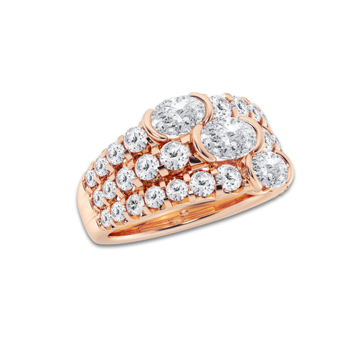 Audius 3 ctw Oval Lab Grown Diamond Three Row Band 14K Rose Gold, DE, VS1