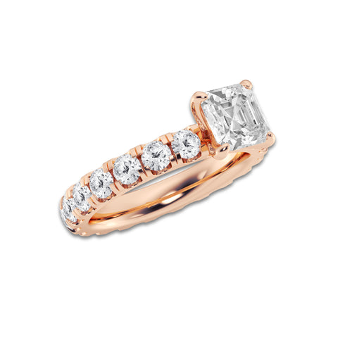 Ashley 3 5/8 ctw Asscher Lab Grown Diamond Eternity Solitaire Engagement Ring 14K Rose Gold, D, VVS | IGI Certified, 1 1/2 ct Center