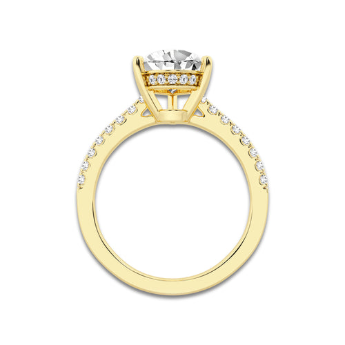 2.25 ctw Pear Lab-Grown Diamond Hidden Halo Side Stone Engagement Ring in 18K Yellow Gold for Women | Colorless E, VS1 Clarity, IGI Certified 2.00 ct Center Diamond