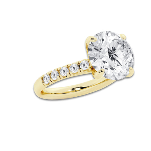 8.55 ctw Round Lab-Grown Diamond Pave Engagement Ring in 14K Yellow Gold for Women | E Color, VS1 Clarity, IGI Certified 8.00 ct Center Diamond