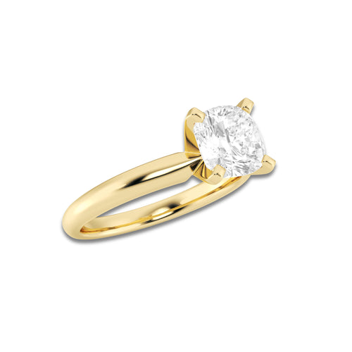2.00 ctw Cushion Lab-Grown Diamond Minimalist Engagement Ring in 14K Yellow Gold for Women | E Color, VS1 Clarity, IGI Certified