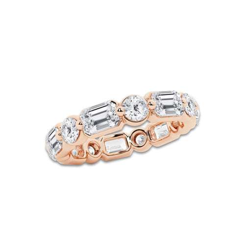 Gina 4 ctw Emerald Lab Grown Diamond Floating Eternity Band - 3.4mm Width 14K Rose Gold, DE, VS1