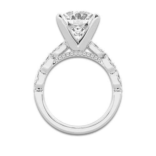 6.48 ctw Oval Lab-Grown Diamond Marquise Side Stone Engagement Ring in Platinum for Women | Colorless E, VS1 Clarity, IGI Certified 6.00 ct Center Diamond