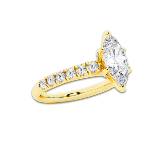1.91 ctw Marquise Lab-Grown Diamond Pave Engagement Ring in 14K Yellow Gold for Women | E Color, VS1 Clarity, IGI Certified 1.50 ct Center Diamond