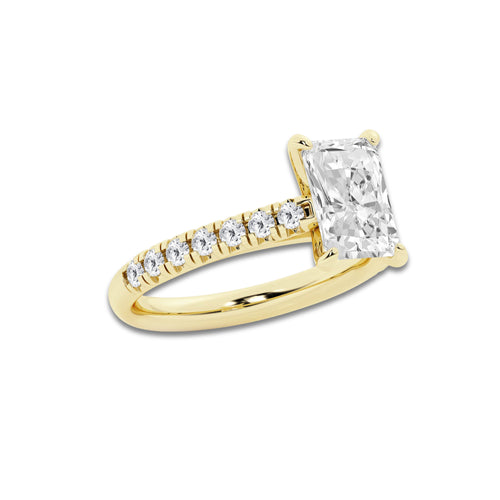 2.41 ctw Radiant Lab-Grown Diamond Pave Engagement Ring in 14K Yellow Gold for Women | D Color, VVS1 Clarity, IGI Certified 2.00 ct Center Diamond