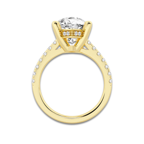 6.44 ctw Marquise Lab-Grown Diamond Hidden Halo Side Stone Engagement Ring in 18K Yellow Gold for Women | Colorless E, VS1 Clarity, IGI Certified 6.00 ct Center Diamond