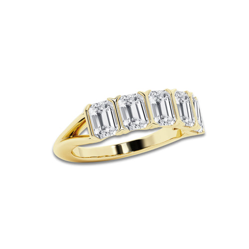 Goldie 2 1/2 ctw Emerald Lab Grown Diamond Five Stone Anniversary Band 14K Yellow Gold, DE, VS1