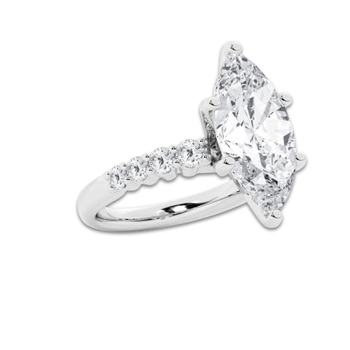 8.66 ctw Marquise Lab-Grown Diamond Side Stone Engagement Ring in Platinum for Women | Colorless D, VVS1 Clarity, IGI Certified 8.00 Ct Center Diamond