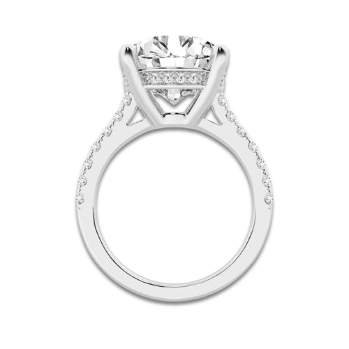 6.40 ctw Round Lab-Grown Diamond Hidden Halo Side Stone Engagement Ring in Platinum for Women | Colorless E, VS1 Clarity, IGI Certified 6.00 ct Center Diamond