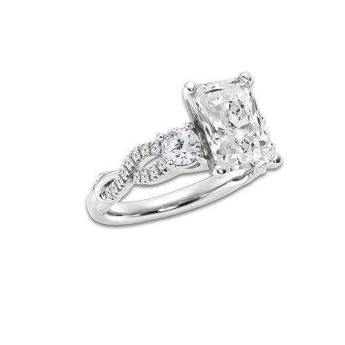 3.60 ctw Radiant Lab-Grown Diamond Side Stone Engagement Ring in Platinum for Women | Colorless D, VVS1 Clarity, IGI Certified 3.00 ct Center Diamond
