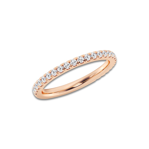 Lacey 1/3 ctw Round Lab Grown Diamond Micro Pave Wedding Band 14K Rose Gold, DE, VS1