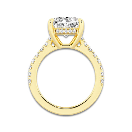 4.35 ctw Radiant Lab-Grown Diamond Hidden Halo Side Stone Engagement Ring in 18K Yellow Gold for Women | Colorless D, VVS1 Clarity, IGI Certified 4.00 ct Center Diamond
