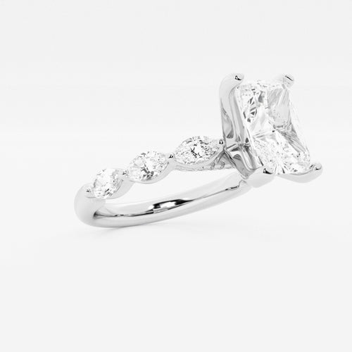 1.91 ctw Radiant Lab-Grown Diamond Marquise Side Stone Engagement Ring in 14K White Gold for Women | Colorless E, VS1 Clarity, IGI Certified 1.50 ct Center Diamond