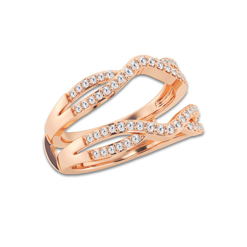 Vera 1 1/10 ctw Round Lab Grown Diamond Crossover Ring Enhancer 14K Rose Gold, DE, VS1