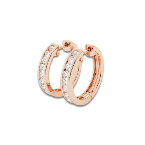 1 ctw Round Lab Grown Diamond Channel Set Hoop Earrings 14K Rose Gold, DE, VS1
