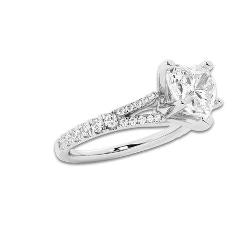 1.83 ctw Heart Lab-Grown Diamond Split Shank Side Stone Engagement Ring in Platinum for Women | Colorless E, VS1 Clarity, IGI Certified 1.50 ct Center Diamond
