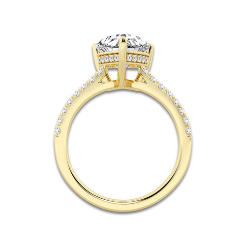 2.77 ctw Heart Lab-Grown Diamond Hidden Halo Side Stone Engagement Ring in 18K Yellow Gold for Women | Colorless D, VVS1 Clarity, IGI Certified 2.50 ct Center Diamond