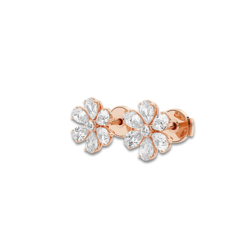 1 1/4 ctw Round & Pear Lab Grown Diamond Flower Earrings 18K Rose Gold, DE, VS1
