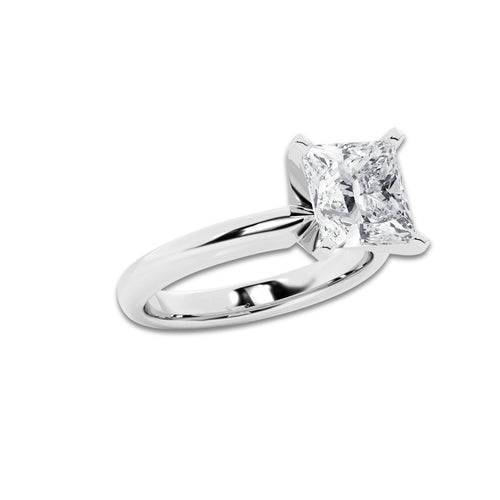 3.00 ctw Princess Lab-Grown Diamond Minimalist Engagement Ring in Platinum for Women | D Color, VVS1 Clarity, IGI Certified