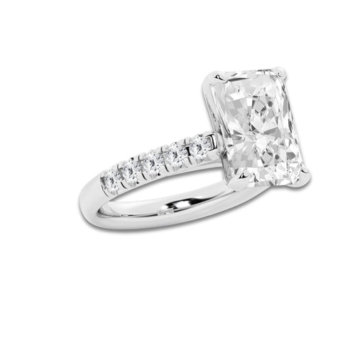 6.55 ctw Radiant Lab-Grown Diamond Pave Engagement Ring in 14K White Gold for Women | D Color, VVS1 Clarity, IGI Certified 6.00 ct Center Diamond