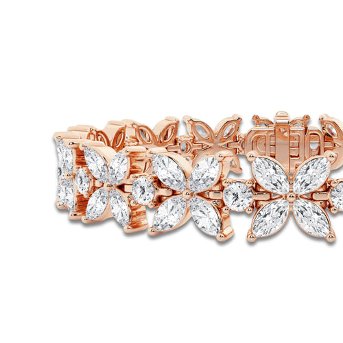 7 ctw Marquise and Round Lab Grown Diamond XO Bracelet - 6 Inches 14K Rose Gold, DE, VS1