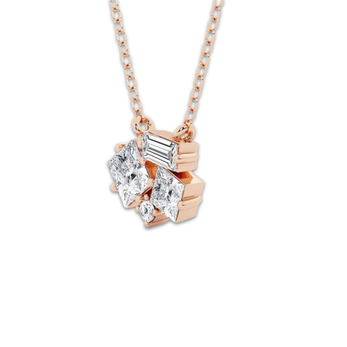 3/4 ctw Mosaic Framed Abstract Pendant 14K Rose Gold, E, VS1