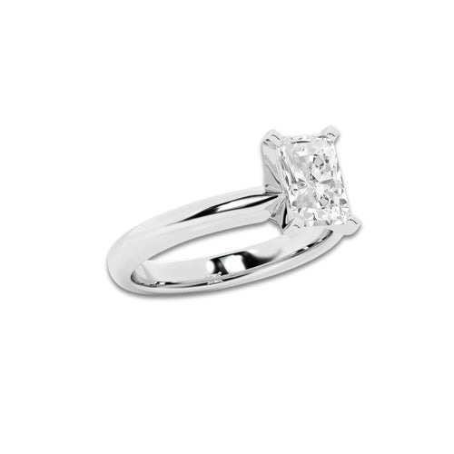 1.50 ctw Radiant Lab-Grown Diamond Minimalist Engagement Ring in 14K White Gold for Women | E Color, VS1 Clarity, IGI Certified
