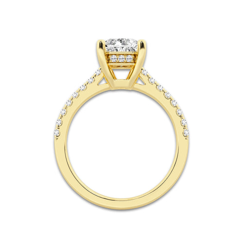 2.25 ctw Radiant Lab-Grown Diamond Hidden Halo Side Stone Engagement Ring in 18K Yellow Gold for Women | Colorless D, VVS1 Clarity, IGI Certified 2.00 ct Center Diamond
