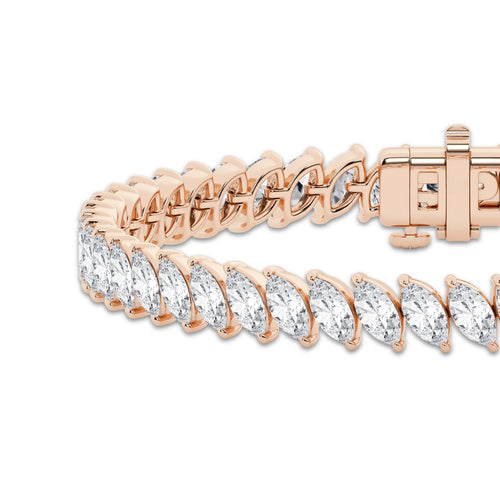 10 ctw Marquise Lab Grown Diamond Diagonal Tennis Bracelet - 6 Inches 14K Rose Gold, DE, VS1