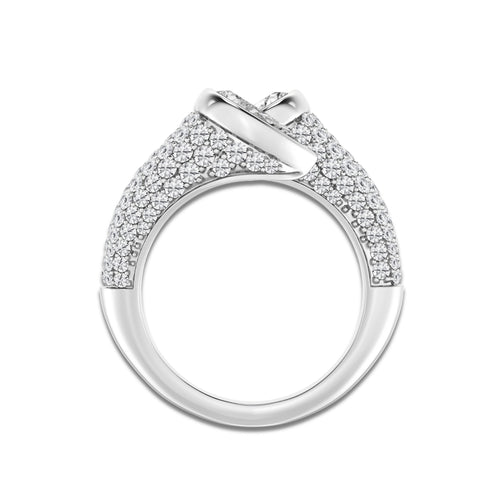 3 1/2 ctw Pear Lab Grown Diamond Pave Bypass Ring Platinum, E, VS1