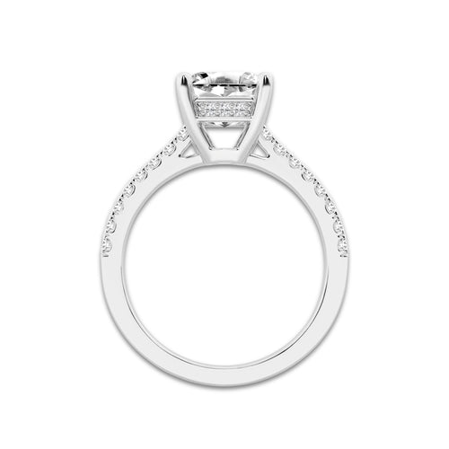 2.25 ctw Asscher Lab-Grown Diamond Hidden Halo Side Stone Engagement Ring in 18K White Gold for Women | Colorless E, VS1 Clarity, IGI Certified 2.00 ct Center Diamond