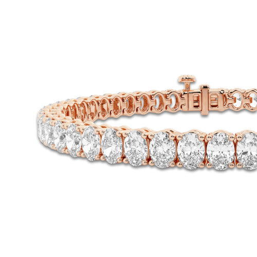 10 ctw Oval Lab Grown Diamond Tennis Bracelet - 6.5 Inches 14K Rose Gold, DE, VS1
