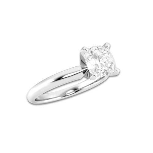 2.00 ctw Cushion Lab-Grown Diamond Minimalist Engagement Ring in Platinum for Women | E Color, VS1 Clarity, IGI Certified