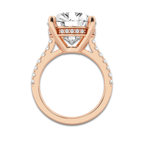 8.43 ctw Round Lab-Grown Diamond Hidden Halo Side Stone Engagement Ring in 18K Rose Gold for Women | Colorless D, VVS1 Clarity, IGI Certified 8.00 ct Center Diamond
