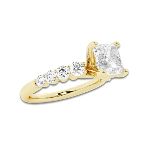 3.04 ctw Asscher Lab-Grown Diamond Side Stone Engagement Ring in 14K Yellow Gold for Women | Colorless D, VVS1 Clarity, IGI Certified 2.50 Ct Center Diamond